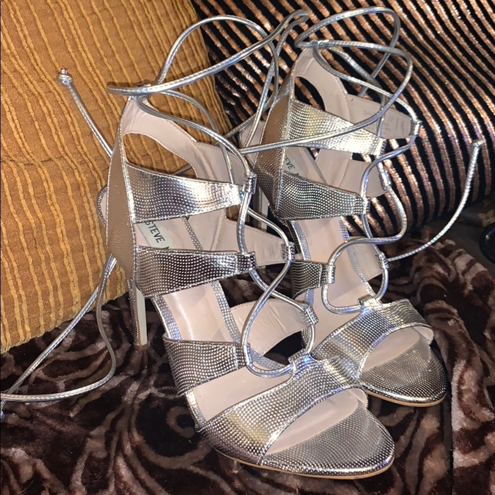 Steve Madden Silver Strappy Heels